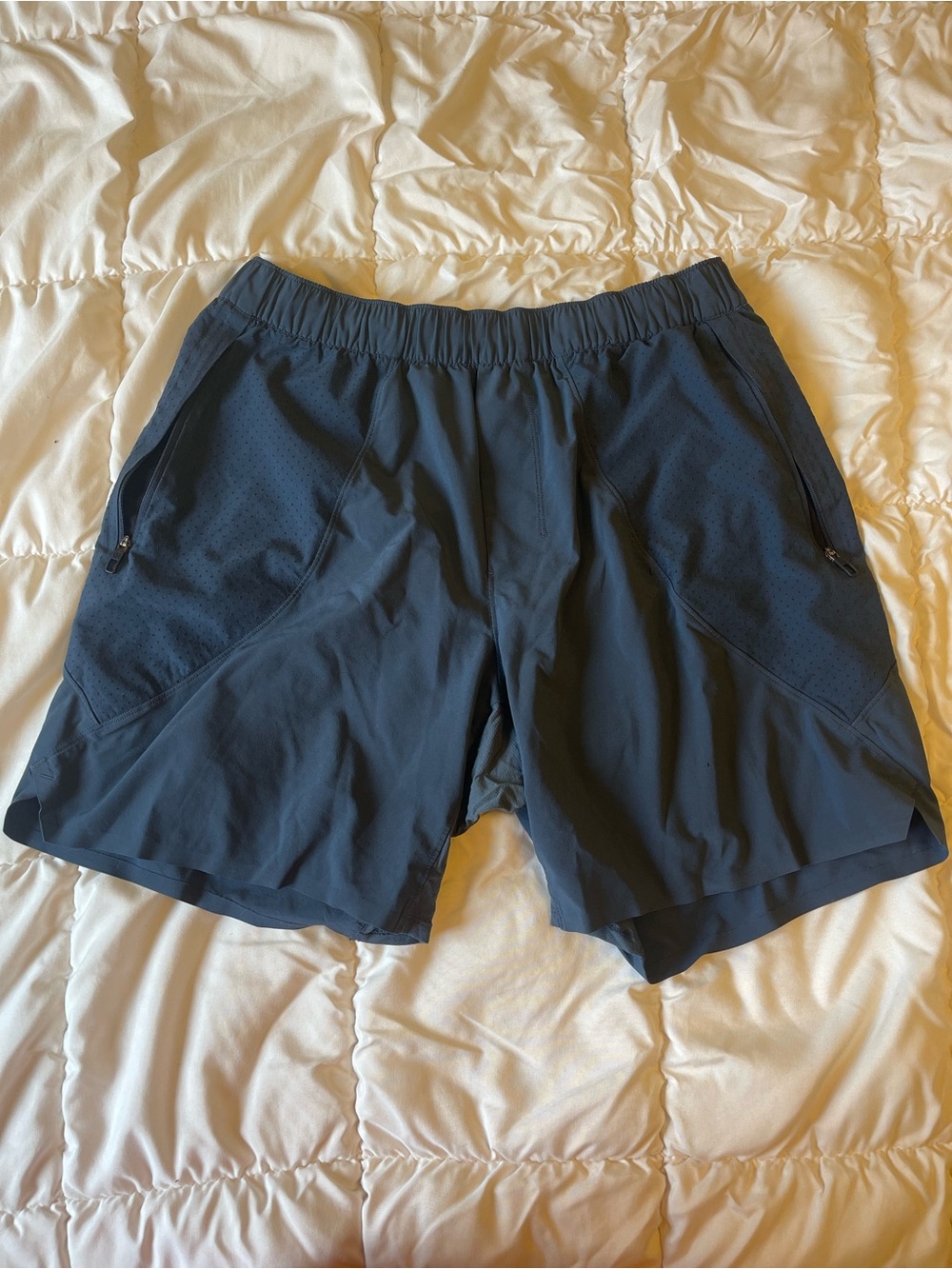 lululemon athletica Men's Dark Navy Performance Shorts with Zipper Pockets